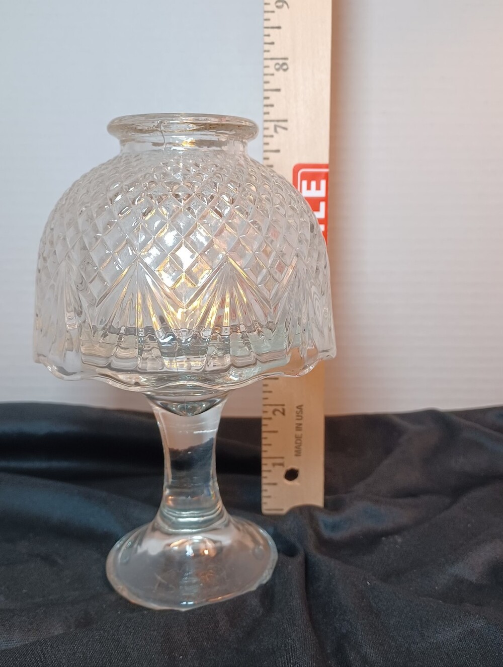 Fairy Lamp Vintage Partylite Clearview Diamond Point Fan Pattern Tealite Candle - Picture 2 of 7